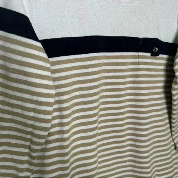 Alia Shirt Striped 3/4 Sleeves Tan/White/Black Size Medium - Picture 4 of 16